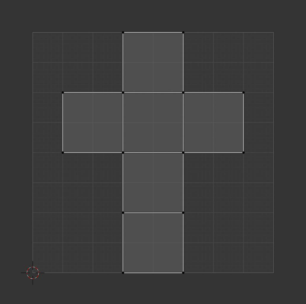 A UV map of a 3D cube.