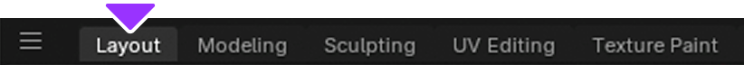 Blender's Topbar with the Layout workspace highlighted.