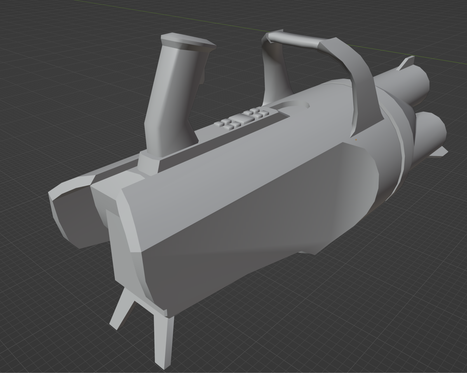 A rocket launcher object in Blender without any color.