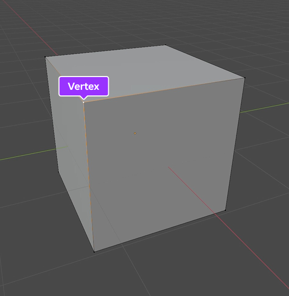 A single active vertex on a cube mesh.
