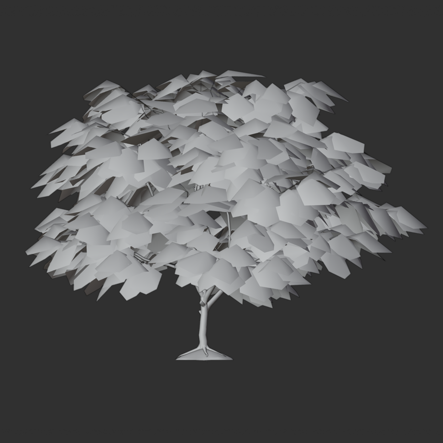 A plain white tree mesh without a texture