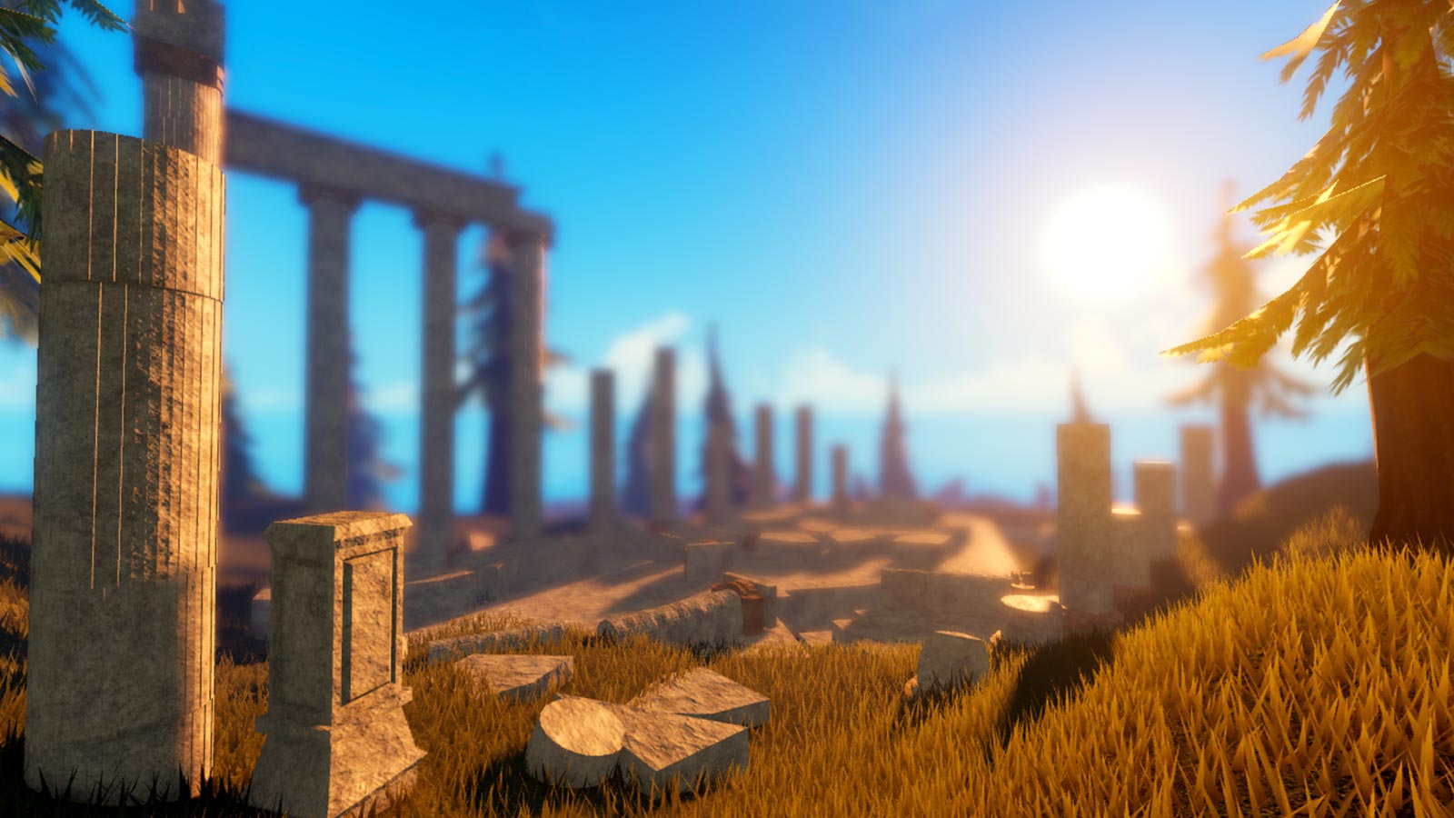 Landscape with depth-of-field effect applied, simulating distance blur