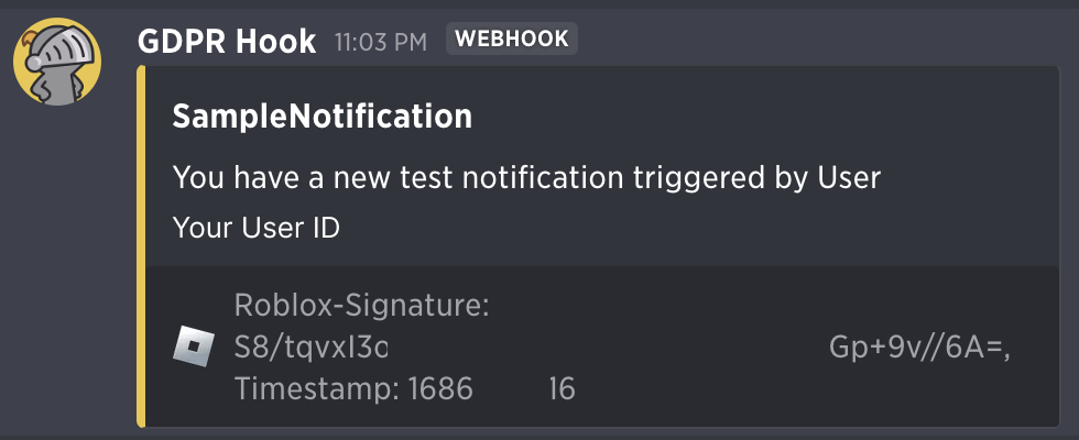 Example notification on Guilded