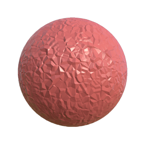 A clay colored sphere with a moderately rocky surface.