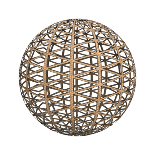 A sphere with regular triangular patterns on its surface completely invisible.