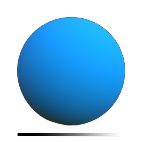 A blue matte sphere with a legend indicating the roughness map is completely white.