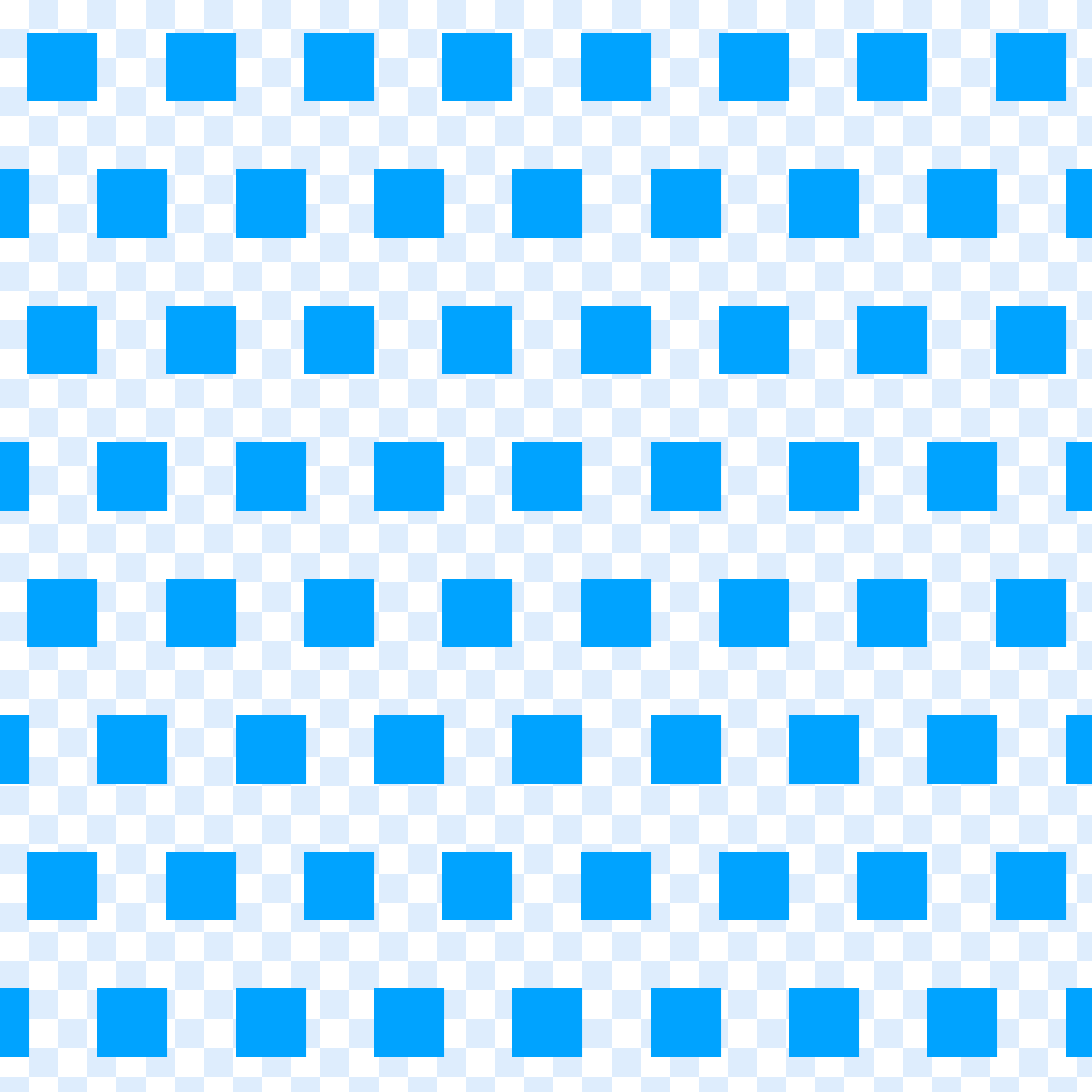 A completely filled image of a semi-repeating pattern with 8 by 8 small light blue squares. The background is checkered to indicate transparency.