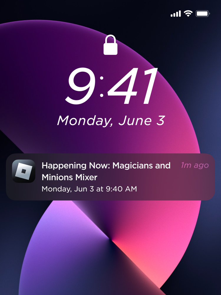 Event notification on phone lock screen