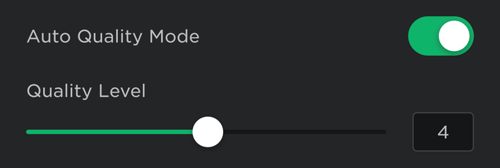 Auto Quality Mode toggled on