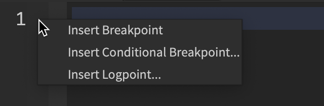 Right click to insert a breakpoint