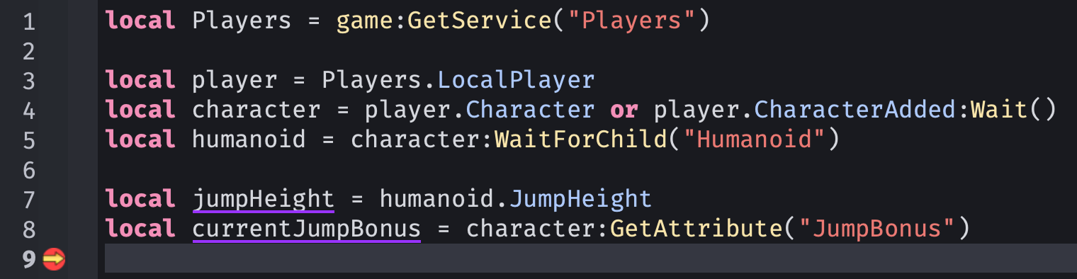 Variables to watch inside a script