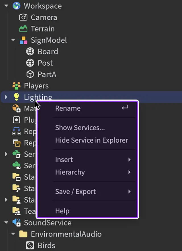 Contextual menu