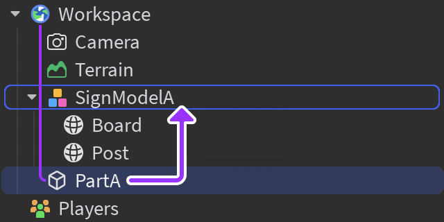 Dragging one object over another to reparent it