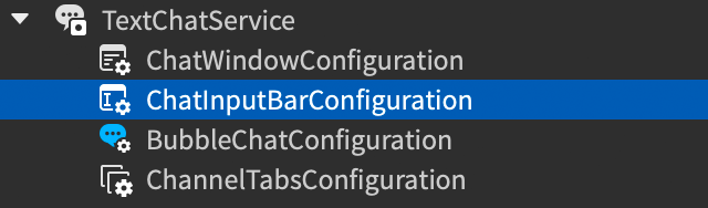 ChatInputBarConfiguration instance in Explorer hierarchy.