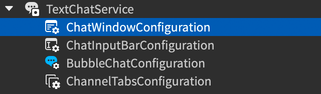 ChatWindowConfiguration instance in Explorer hierarchy.