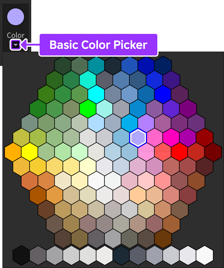 Color widget's hexagonal picker.