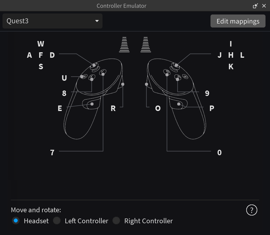 The Controller Emulator with a Quest 3 controller and viewport.