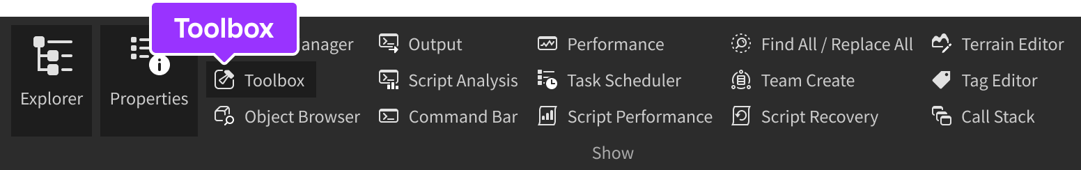 Toolbox  Documentation - Roblox Creator Hub