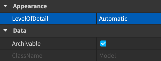 LevelOfDetail property indicated for Model instance