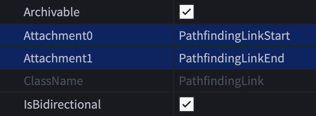 Propriedades Attachment0/Attachment1 de um PathfindingLink.