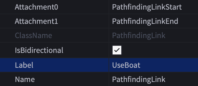 Propriedade Label especificada para PathfindingLink.
