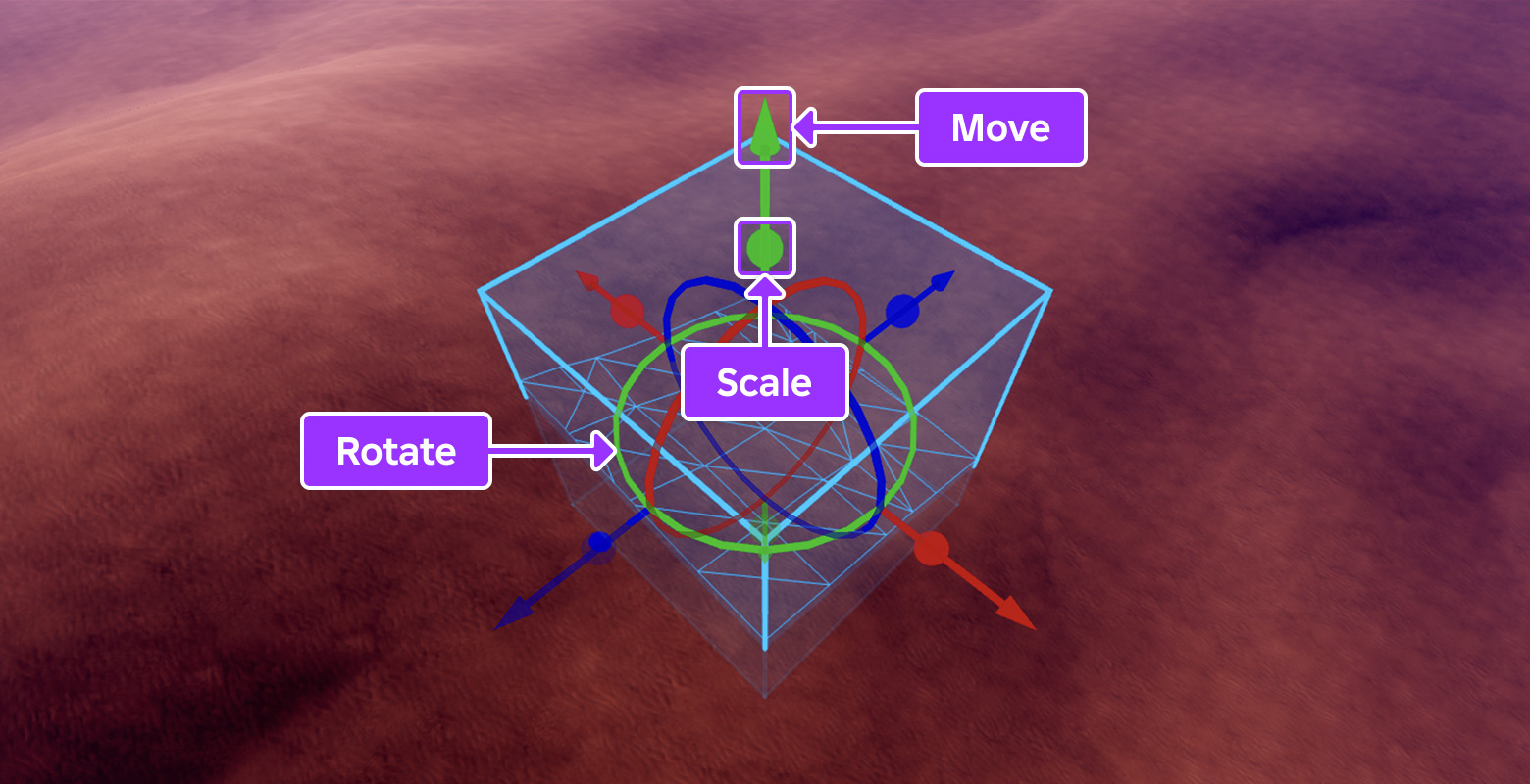 Move draggers, rotate rings, and scale handles on a selected region