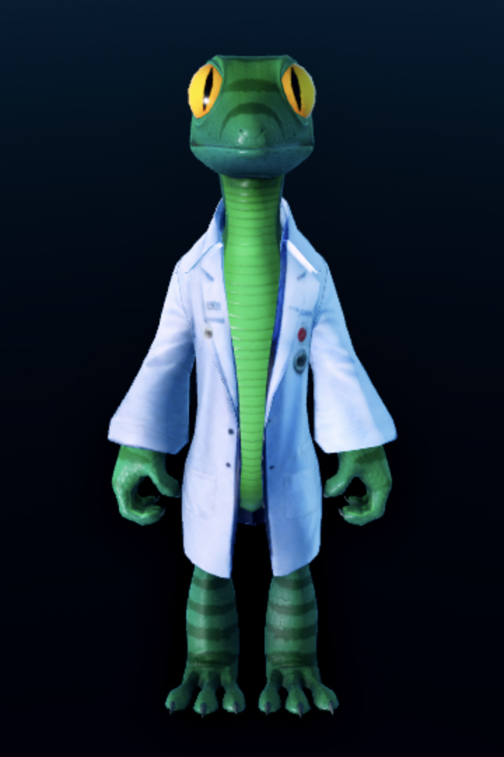 Front view of character's lab coat with Specify Front View enabled