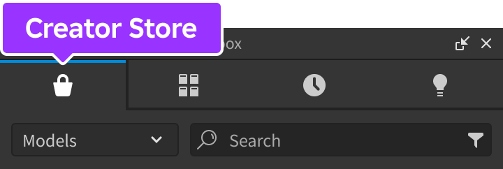 Creator Store tab indicated in Studio's Toolbox