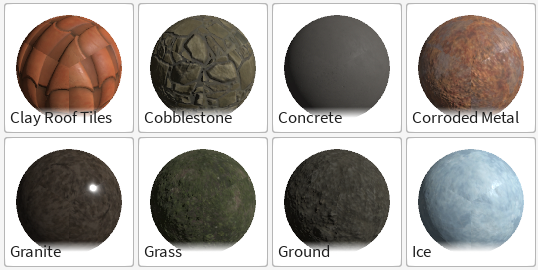 Two rows of optional materials.