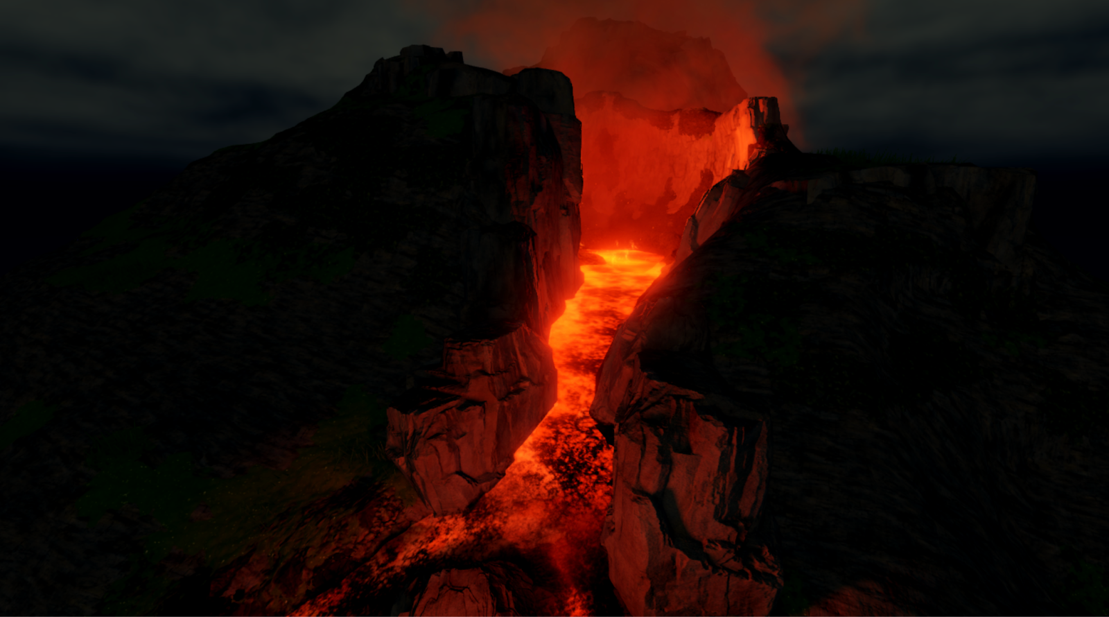 The complete version of the sample volcanic eruption with bloom.