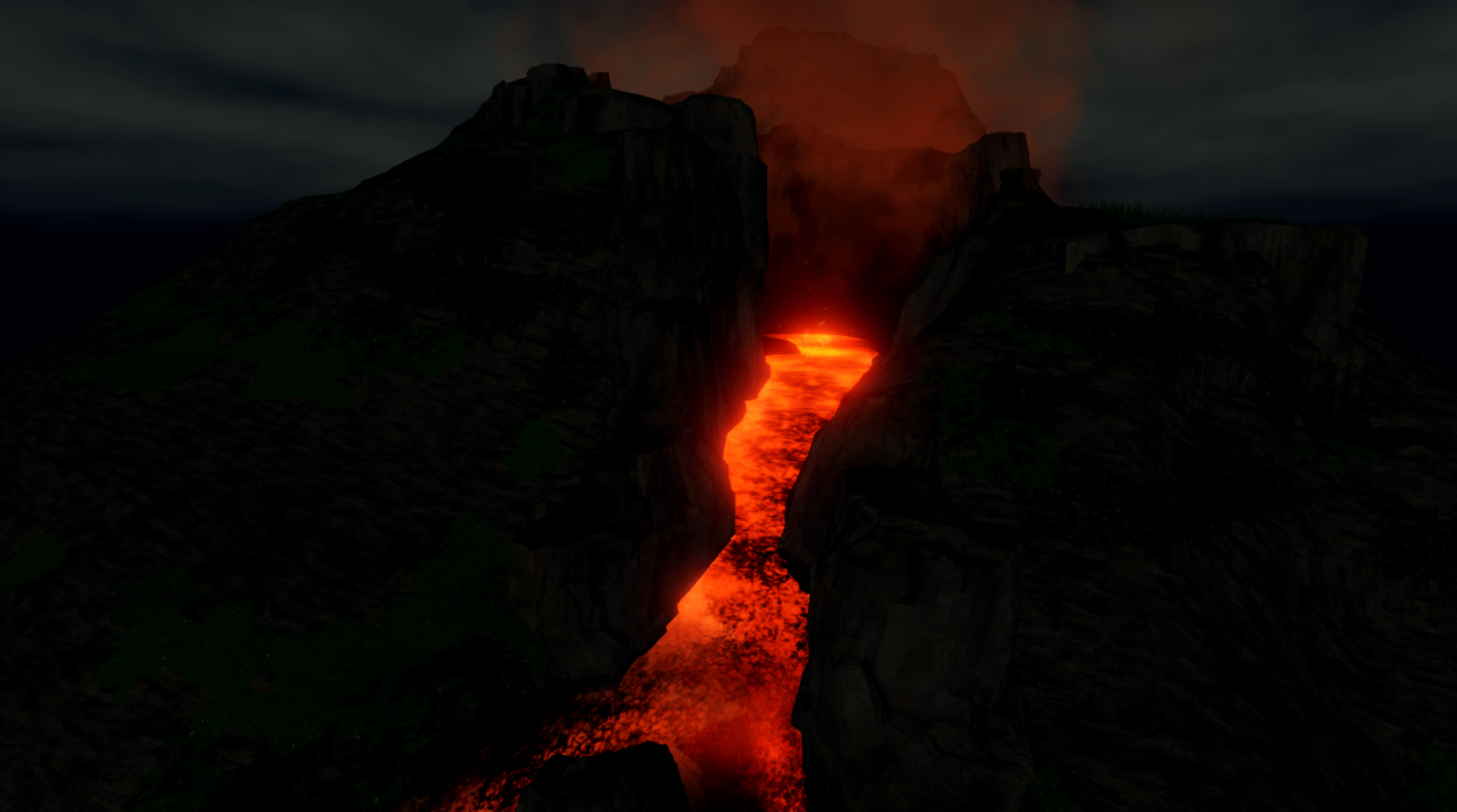 The complete version of the sample volcanic eruption without local lighting.