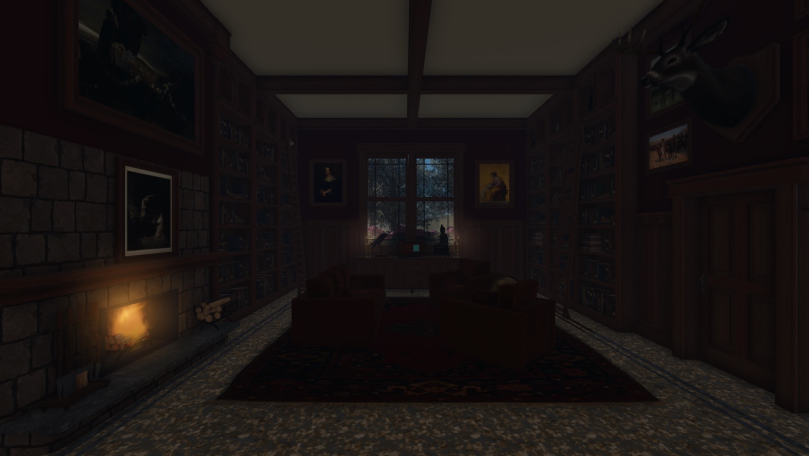 A full view of the starting cabin with realistic lighting.