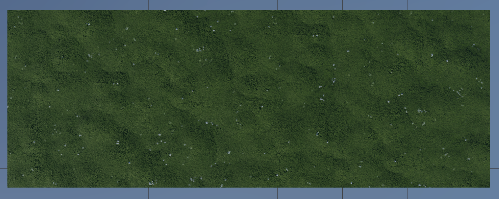 A top-down view of a block part with a tileable moss with flowers material applied.