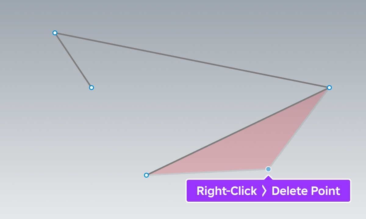 Diagram illustrating how a path control point is deleted by right-clicking it and selecting Delete Point.