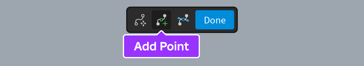 Add Point tool indicated in the 2D path editor widget.